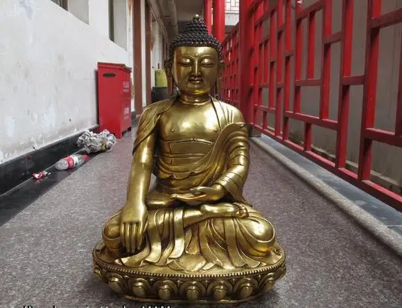 

24 Tibet Tibetan Buddhism Temple Bronze gild Sakyamuni Tathagata Buddha Statue