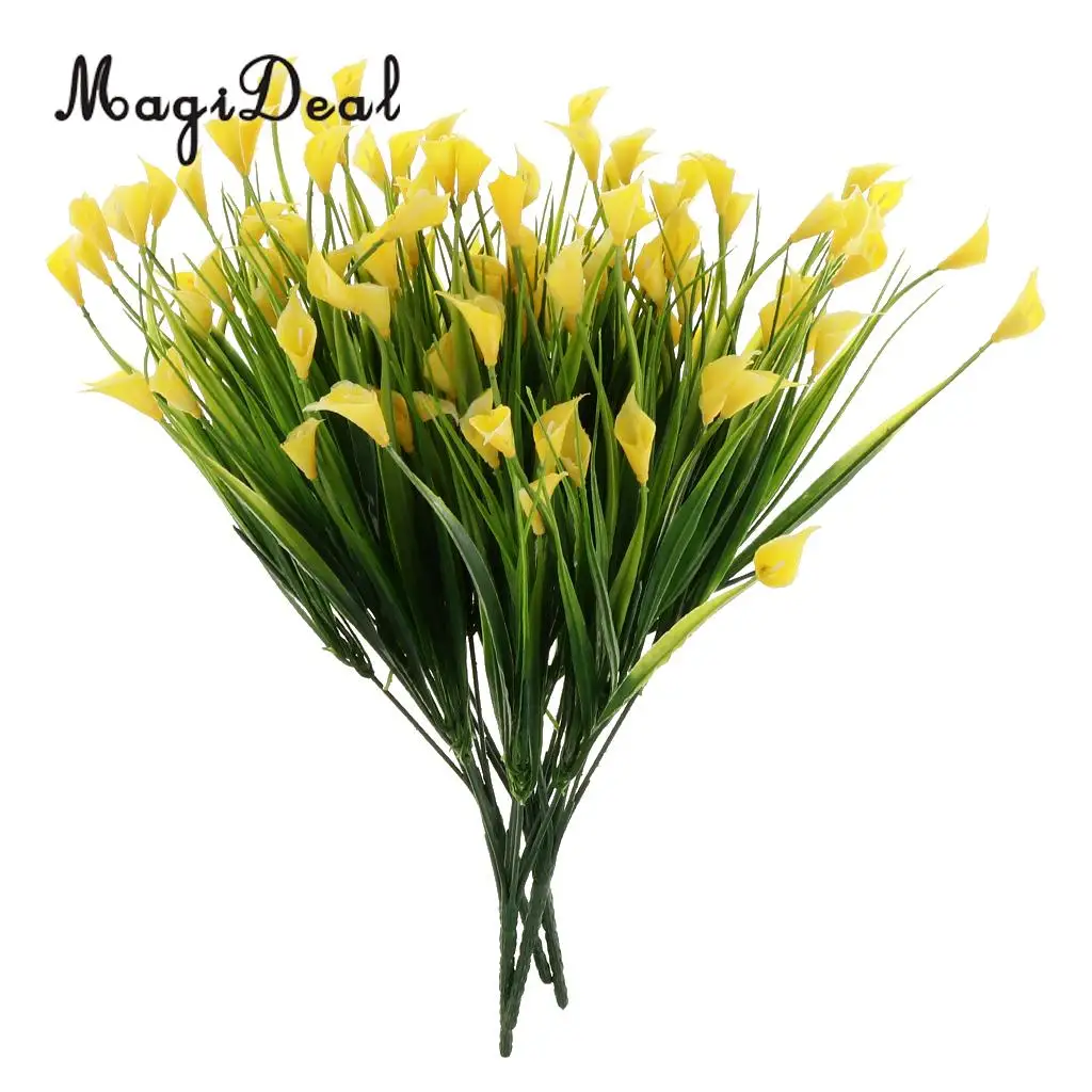 4pcs Artificial Shrubs Calla Lily Plastic Greenery Plants Flower Arrangement for Home Kitchen Dining Room Hanging Decor