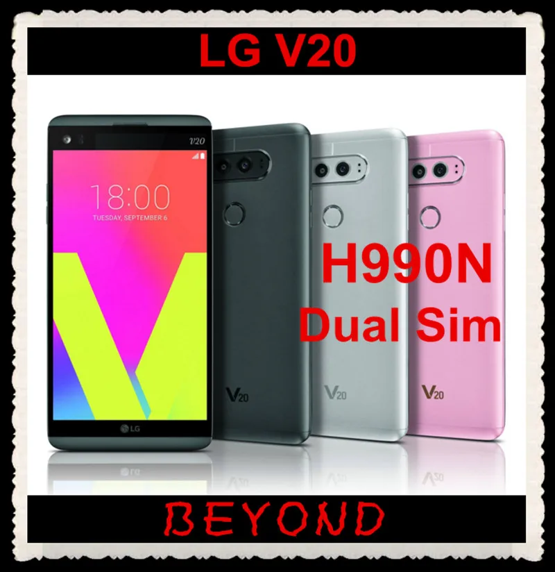 LG V20 Dual H990DS H990N,, GSM, 4G, LTE, Android, две sim-карты, четыре ядра, ram, 4 Гб rom, 64 ГБ, 5,7 дюйма, двойной, 16 Мп, сотовый телефон, 3200 мАч