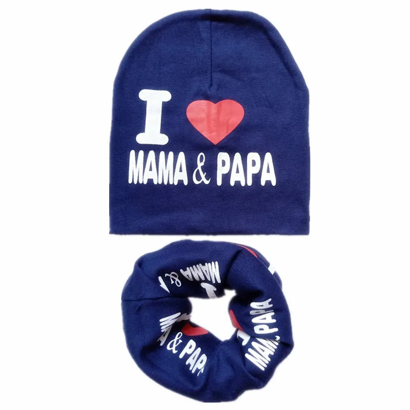 navy mama Осенне-зимний детский комплект с шапочкой для мальчиков и девочек, весенний теплый шейный платок, детские вязаные шапки, комплекты из хлопка, детская шапка, шарф, комплекты из 2 предметов - Цвет: navy mama
