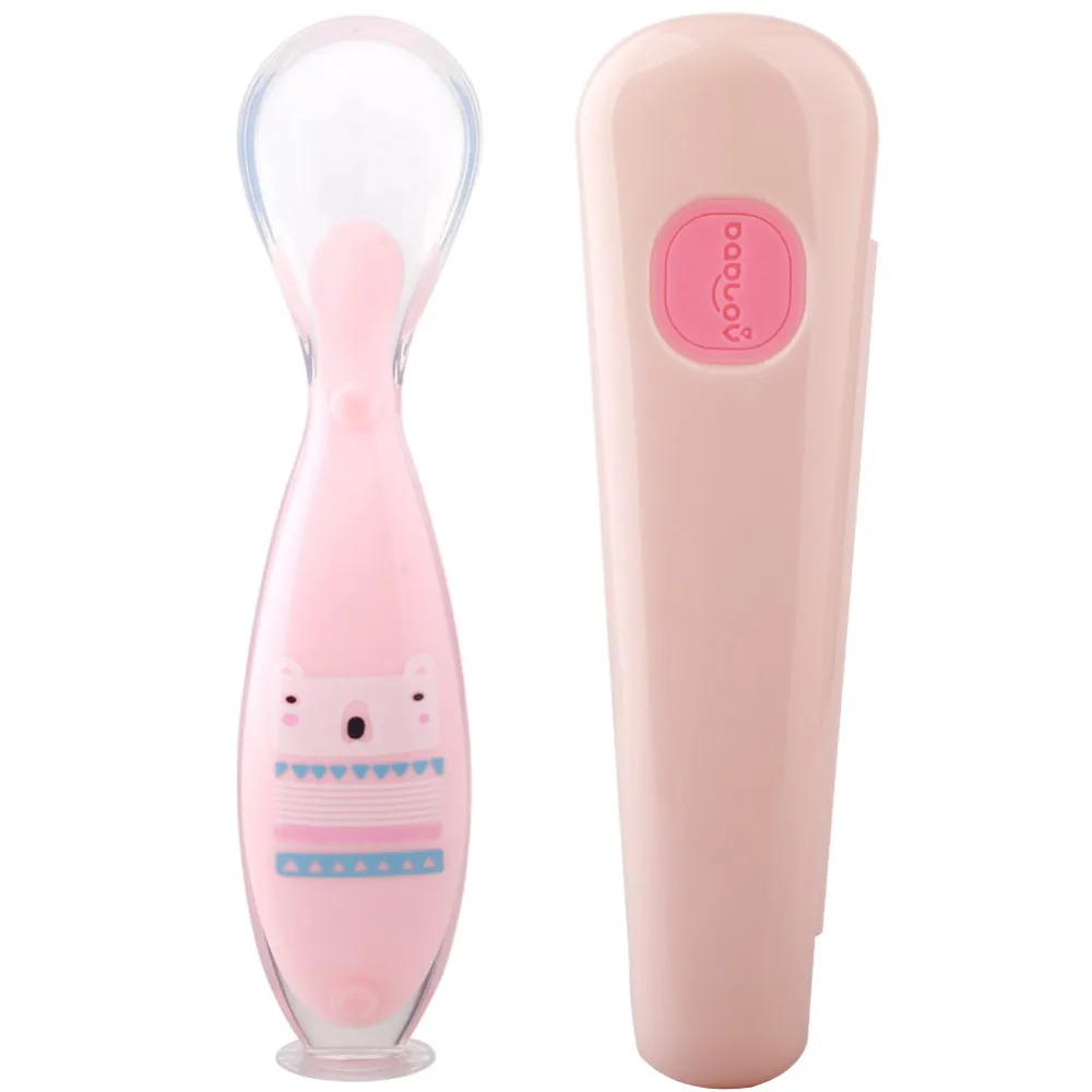 

Infant Soup Spoon Kitchen Cooking Suction Design Spoon Rice Spoon Tableware Healthy Infant Sensing Temperature Silicone spoon