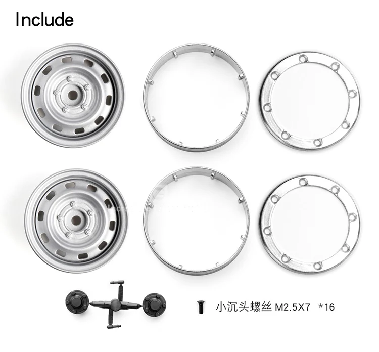 

GRC 1.9 Metal Beadlock Wheels Silver for 1/10 RC CAR SCX10 CFX TRX4 RC4WD