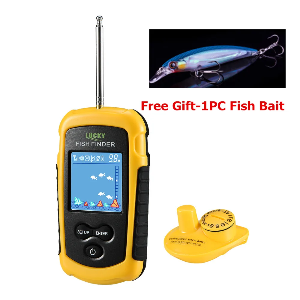 

Lucky FFW1108-1 Portable 100m Wireless Fish Finder Alarm 40M/130FT Sonar Depth Ocean River
