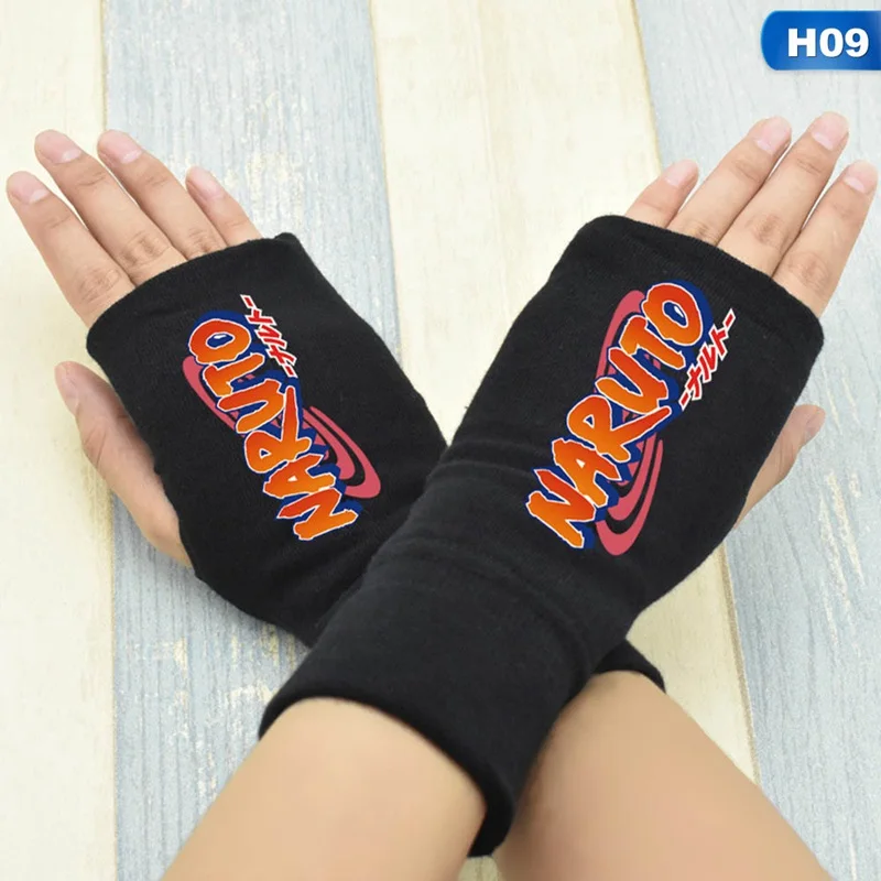 Модные перчатки без пальцев 11 видов стилей Аниме новые Sharingan полупальцевые вязаные утепленные хлопковые перчатки Uchiha Sasuke - Цвет: GLV0372H09