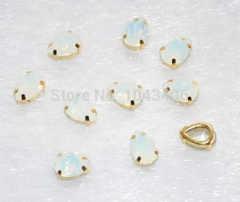 

free shippmen!New productions!K9 A TOP Quality 13x18mm 36PCS/lot white Opal Pear Droplet Pointback Facny Stone with claw setting