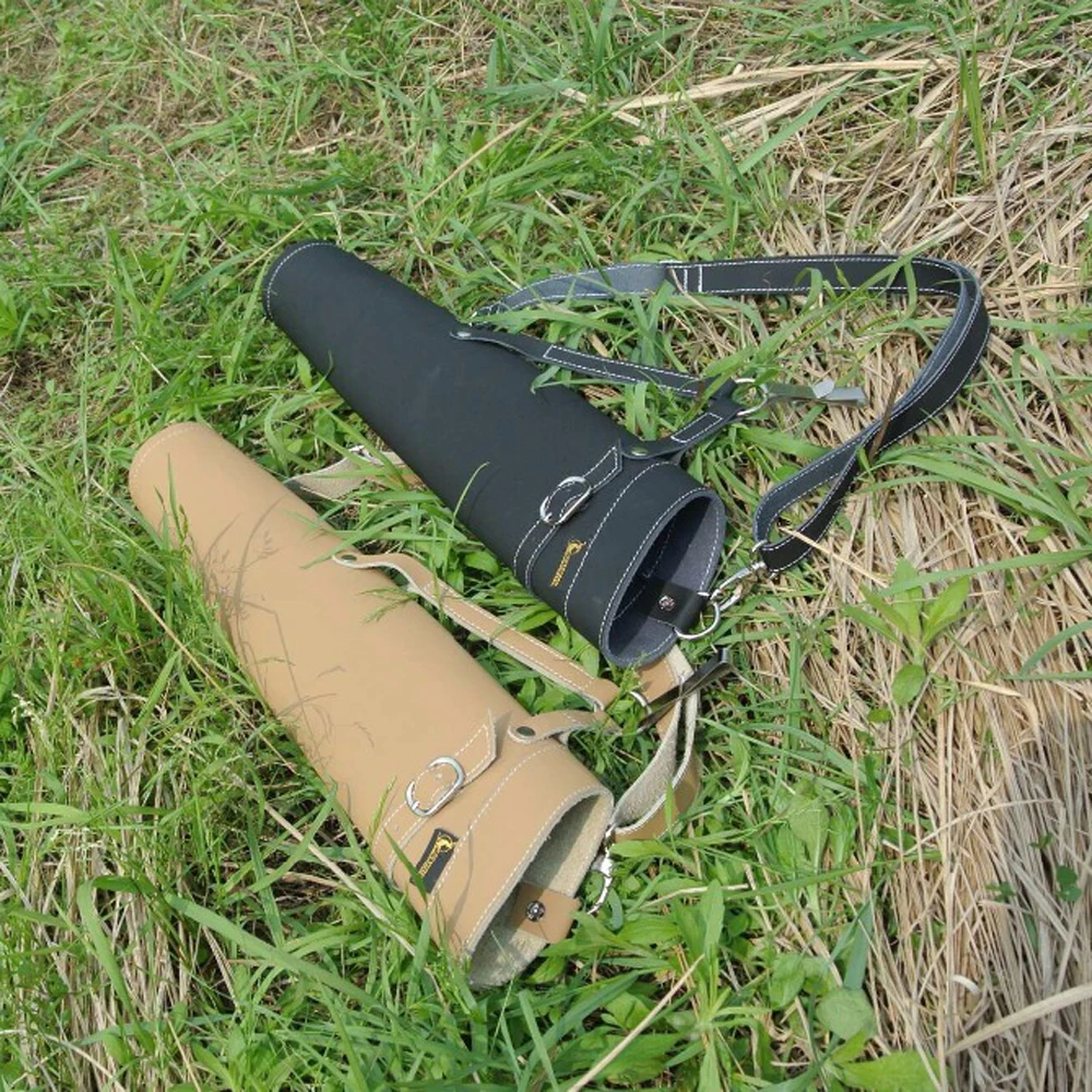 Billig 52*13 cm Pfeil Köcher in Schwarz Gelb Farbe Schulter zurück Design aus Reinem Leder für bogenschießen Jagd Schießen
