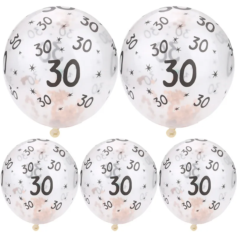 5Pcs 30 40 50th Happy Birthday Rose gold confetti filled Latex balloons Wedding Decorations Party Supplies Balloons S27 (9)