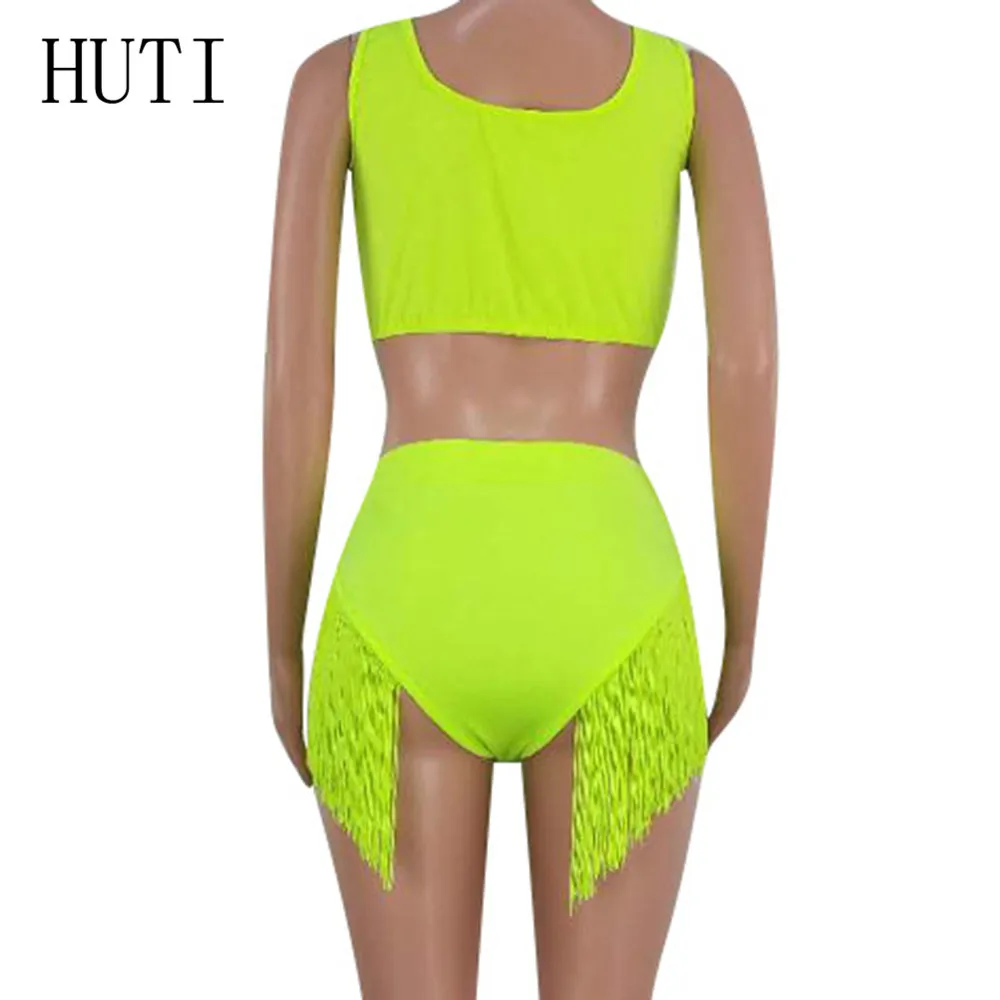 HUTI Women Two Pieces Sets Sexy Sleeveless Hollow Out Top+tassel Bodysuits Summer Beach Club Wear Playsuits Combinaison Femme HUTI Women Two Pieces Sets Sexy Sleeveless Hollow Out Top+tassel Bodysuits Summer Beach Club Wear Playsuits Combinaison Femme
