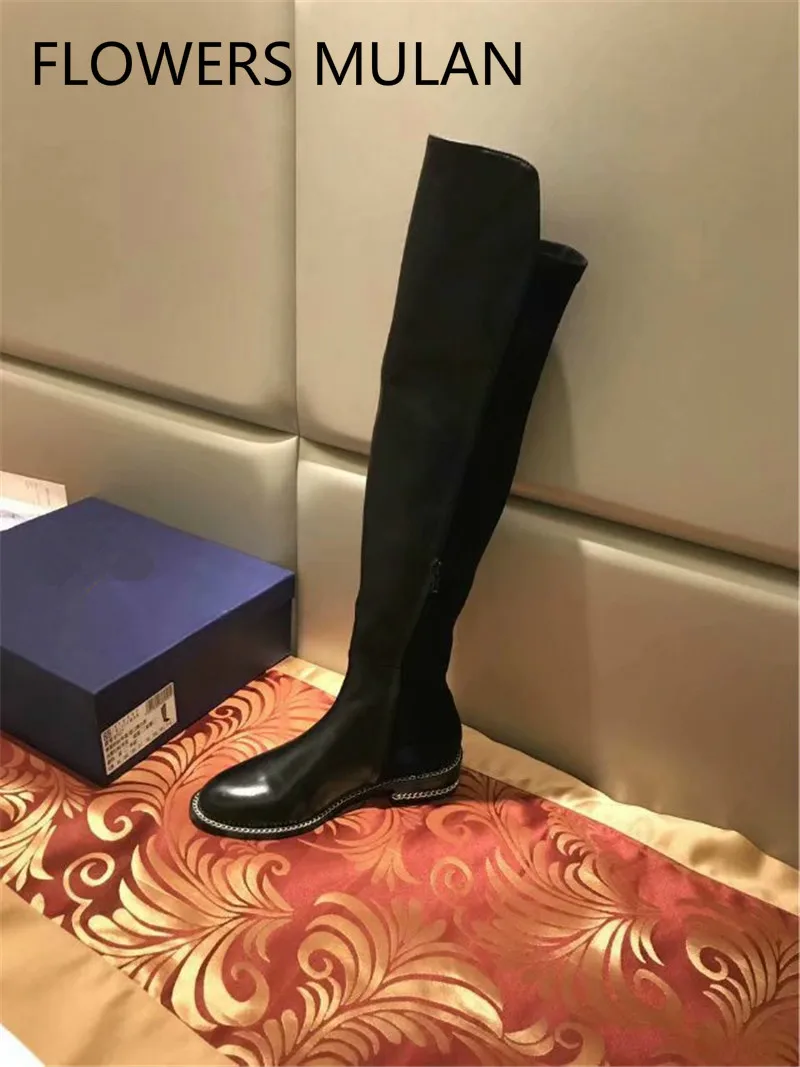 Appartements Chaussures Mode Bout Street As Mentale Chian Rond Bottes Le Marque as Shown Longues De Style Genou Moto Shown Sur Patchwork Luxe p7Ownp4WB8