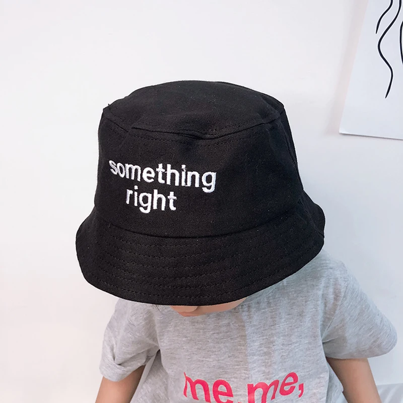 

Letter Embroidery Cotton Bucket Hat Kids Fisherman Hat Boys Girls Outdoor Travel Hat Sun Cap Hats