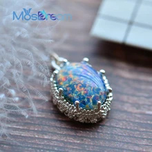 MosDream синий опал Овальный Кулон ожерелье Дружба глубокая любовь юбилей Винтаж навсегда ювелирные изделия для женщин Элегантный священный подарок