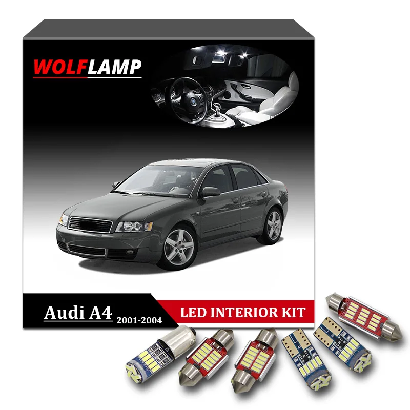 Wolflamp 12 шт. Ice Blue светодиодная интерьерная с Canbus светильник s для 2001-2004 Audi A4 B6 8E карта