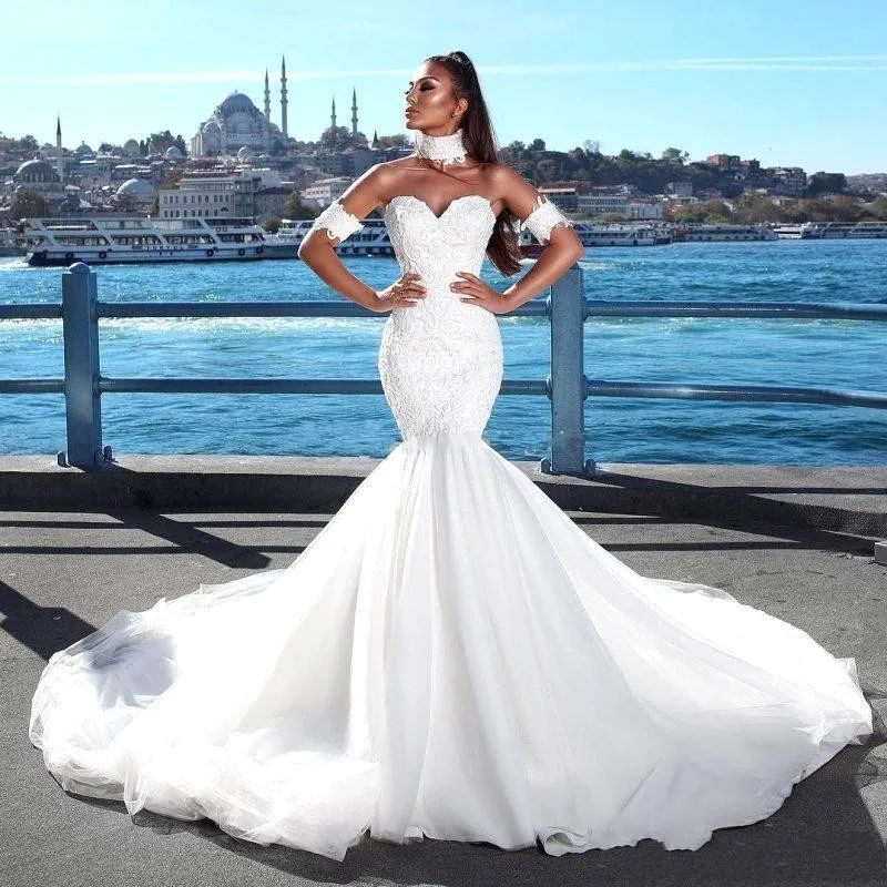 Robe De Mariee романтическое свадебное платье русалки 2019 лиф сердечком Кружевная