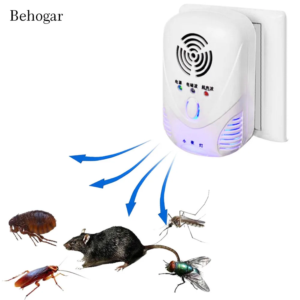 Behogar Electronic Plug In Ultrasonic Mouse Rat Killer Trap Mosquito