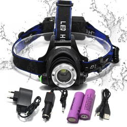 LED Headlight 8000lum Led Headlamp L2/T6 Zoom Headlight Torch Flashlight Head lamp use 2*18650 battery by Fishing add a gift