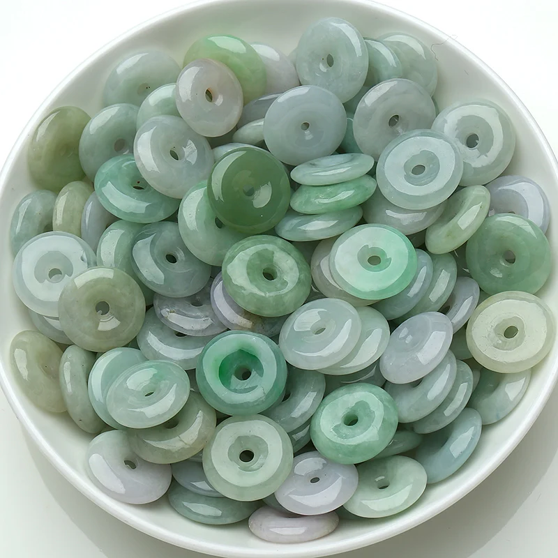 Burma jade factory natural A goods jadeite safety buckle parts DIY jewelry handmade jade accessories material a pack 10 pieces