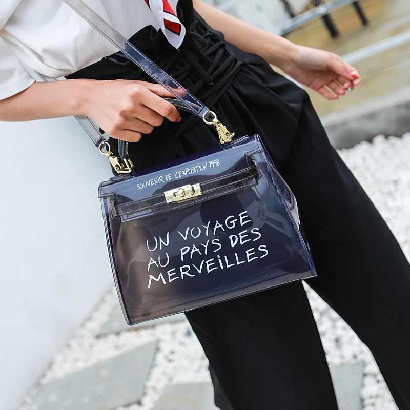 

2019 Transparent Handbag Clear Shoulder Woman's Bag Candy feminina Jelly Luxury Women Crossbody Totes Bags Designer Sac a Main