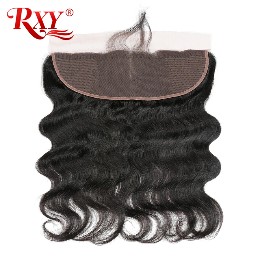 RXY перуанские волосы, закрывающие волнистую волну, для уха, 13x4, синтетический фронтальный заказ с сеткой, с волосами младенца,, Remy, человеческие волосы, закрытие