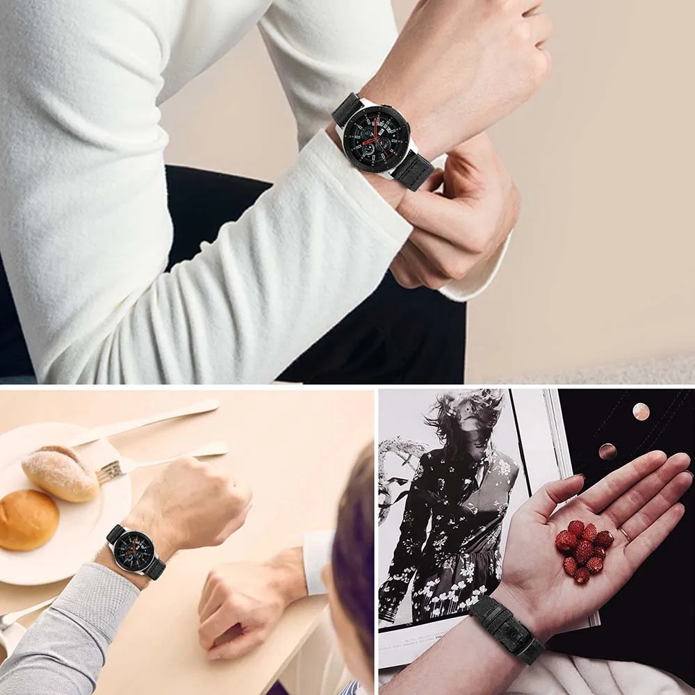 Ремешок из нейлона и натуральной кожи + Защитная пленка для экрана для samsung Galaxy Watch 46 мм gear S3 Band 22 мм ремешок на запястье