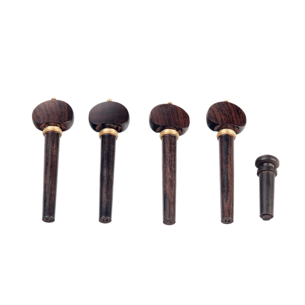 4 PCS Hill Style Ebony Violin Tuning Pegs + 1 Pcs Endpin Cooper
