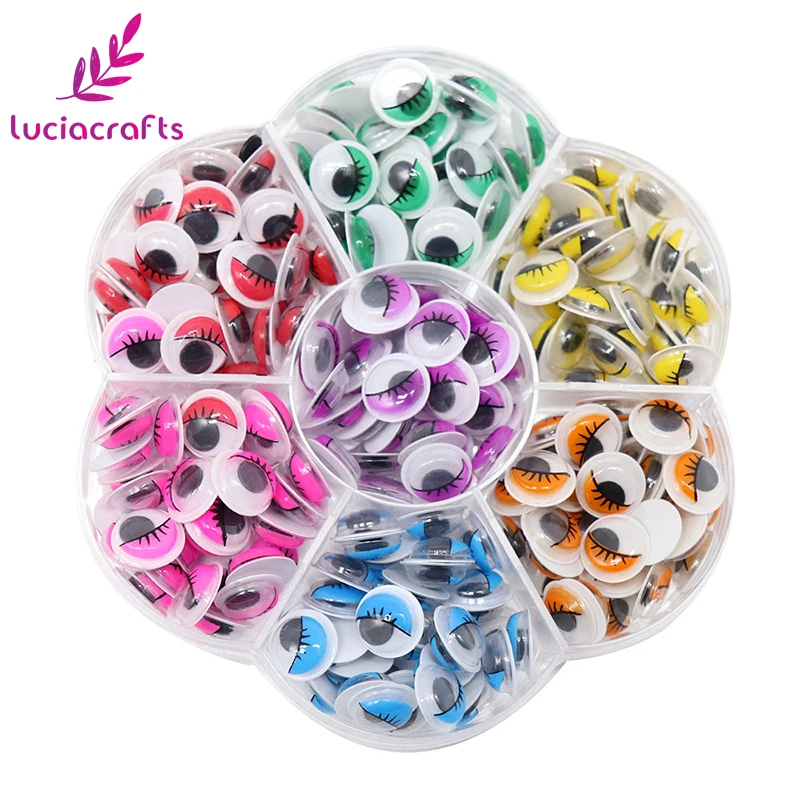 Lucia Crafts Approx 240pcs 10mm Multicolor Round Plastic Eyelash Eye