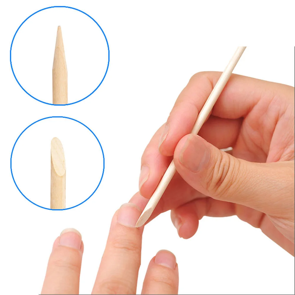 

100 Pcs Nail Art Cuticle Pusher Remover Orange Wood Stick Pedicure Manicure Tool