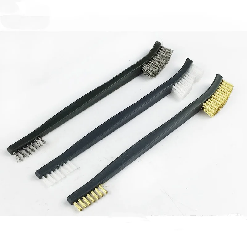 3Pc Wire Cleaning Brush Set Brass Nylon Stainless Steel Brush Gas Stove