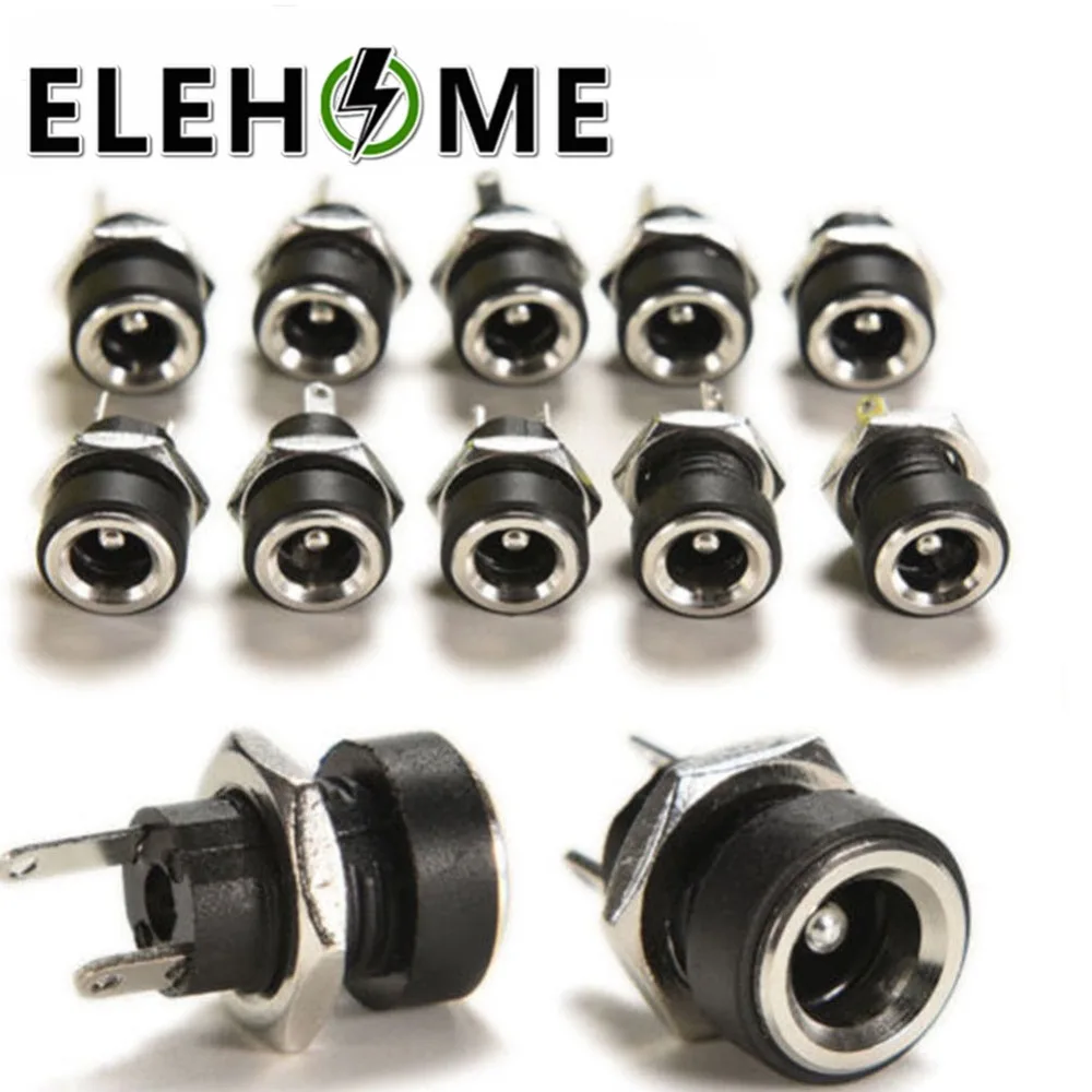 

10PCS DC Power Supply Jack Socket Female Panel Mount Connector 2-Pin 5.5 x 2.1mm Plug Adapter 2 Terminal Types 3A 12v XF30