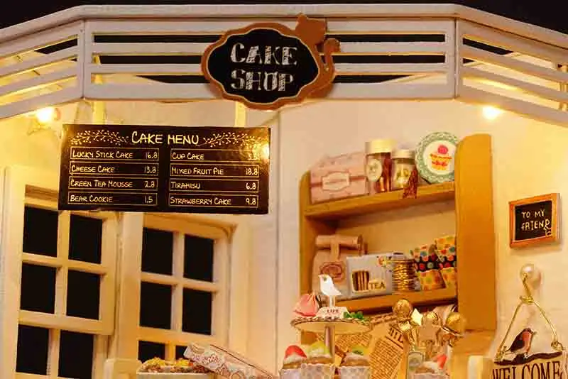 Cake Diary DIY Miniature Doll House 3D Wodden Handmade Dust Cover DollHouse Toy Miniaturas Furniture Kit Dollhouse Toys for Kids Gifts (12)