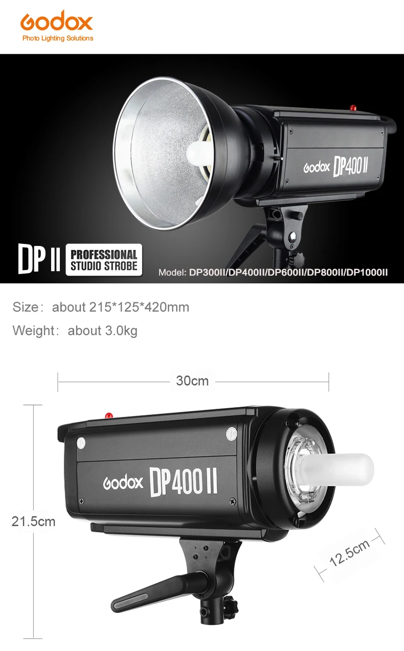 DHL, Godox DP400II, 400 Вт, 2,4 г, беспроводная X система, студийный стробоскоп, вспышка, светильник 400Ws GN65 Pro, светильник для фотосъемки, вспышка, светильник