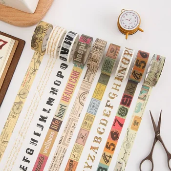 

1 Pcs Cute 1.5cm*7m Vintage Retro Gold Numbers Decorative Washi Tape DIY Scrapbooking Masking Tape Stationery Label Stickers