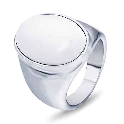 NIBA роскошное большое красное/белое/кофейное кольцо с опалом, Новое поступление, Стильное кольцо для женщин/мужчин, кольца из нержавеющей стали, модное ювелирное изделие - Цвет основного камня: Белый