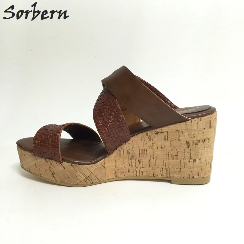 Pantoufles Marron Sorbern Plus Brun Bout Chaussures Us14 Zapatos De Causalité La Taille Sandale Diapositives forme Femmes Ouvert Mujer Des Plataforma À Wedge Dames Plate nSPnwHrdg