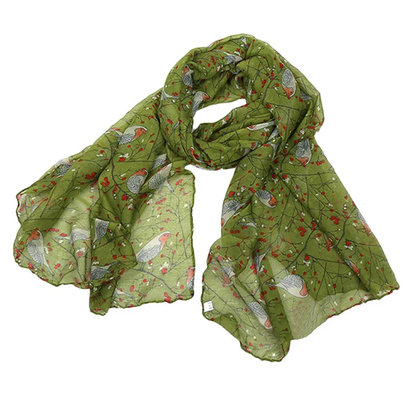 Christmas Winter Women Scarves Ladies Long Cute Winter Christmas Robin Bird Patten Print Scarf Wrap#3E18 - Цвет: D