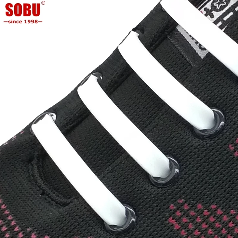 Высокое качество безопасный силикон шнурки Мода черный круглый Творческий не завязывать шнурки все кроссовки унисекс T103