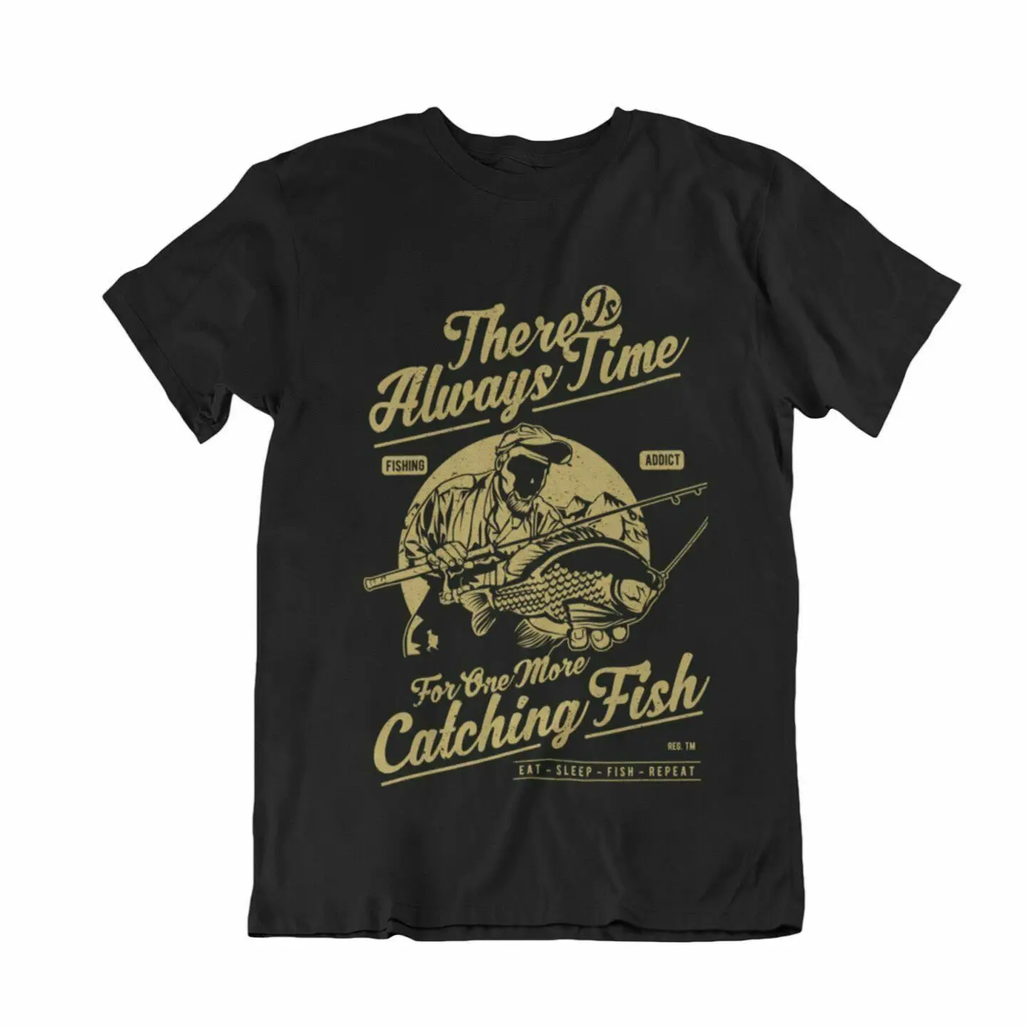 

NEW ONE MORE CATCHING FISH BLACK MEN'S T-SHIRT SIZE S-3XL USA SIZE
