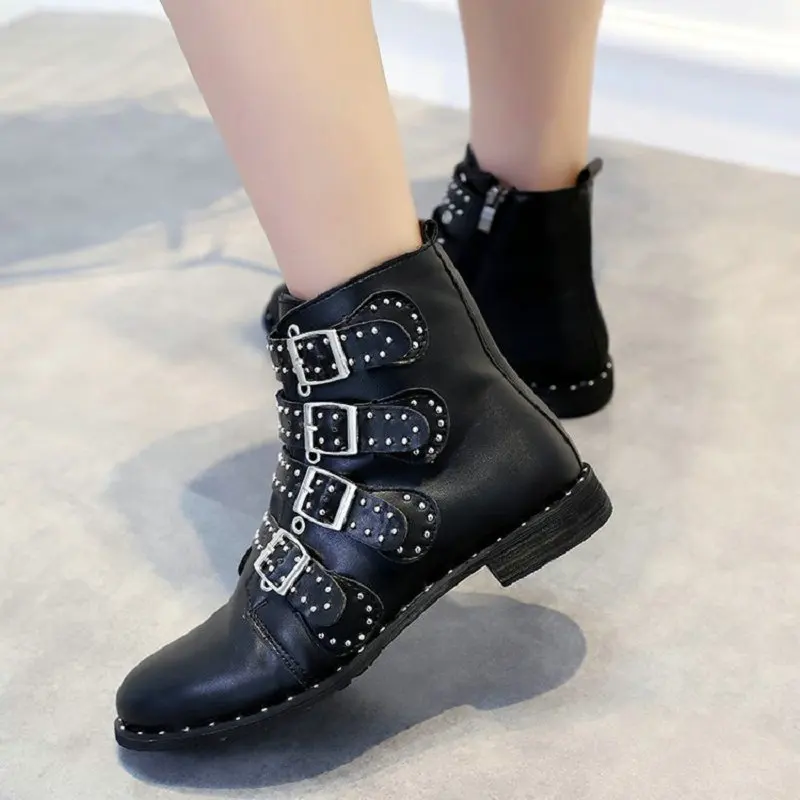 

2019 new women's zipper ankle boots autumn ladies comfortable classic thick low-heeled women's fashion black high quality rhines