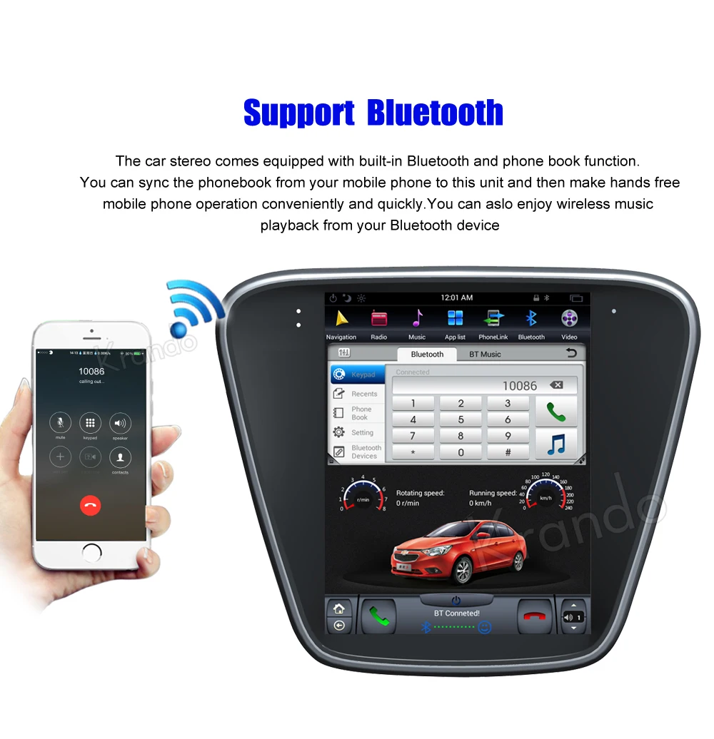 Krando 10.4 '' Vertical screen android car radio multimedia for chevrolet CAVALIER 2016 big screen navigation with gps system (4)