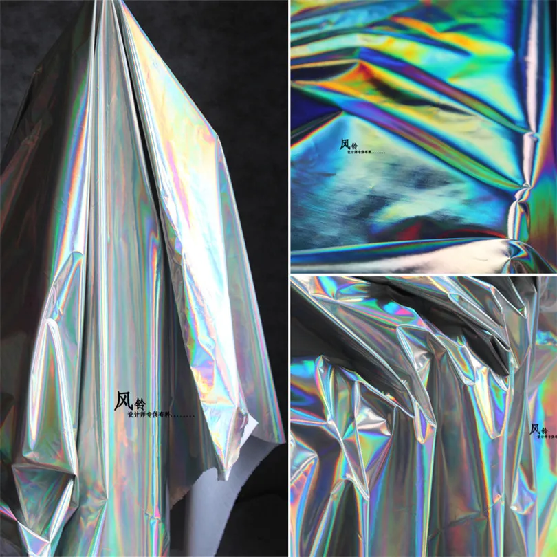 Серебряные радужные ткани мягкие зеркальные флуоресцентные diy ткани