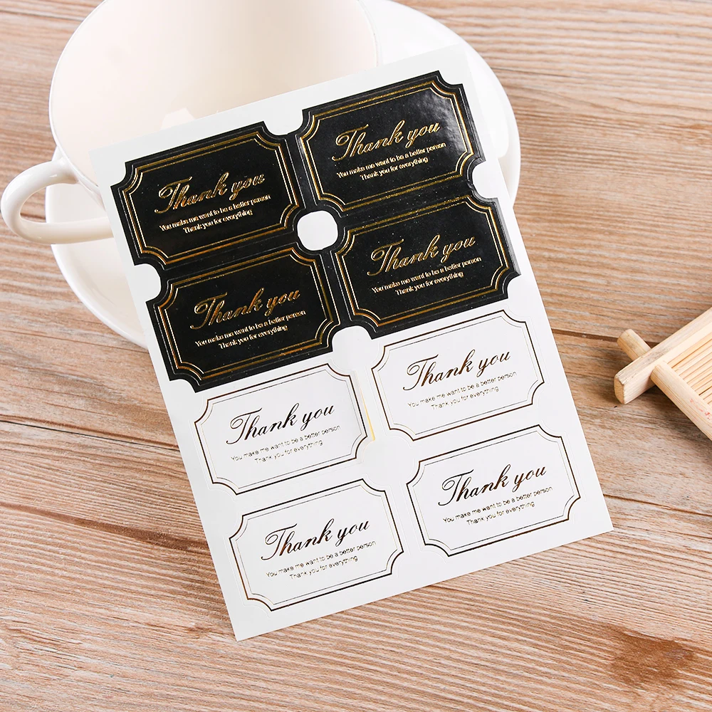 

5PCs Vintage Seal Sticker Kraft Label Square Thank You Sticker Sealing Packaging Box Decoration Hand Made For Gift Cake Stickers