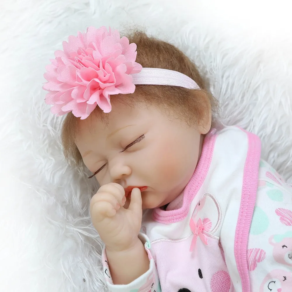 

Asleep 22"Reborn Babies 55cm Silicone Baby Alive Dolls Reborn super real Toys Cloth Body kids accompany Handmade DIY Xmas Gifts