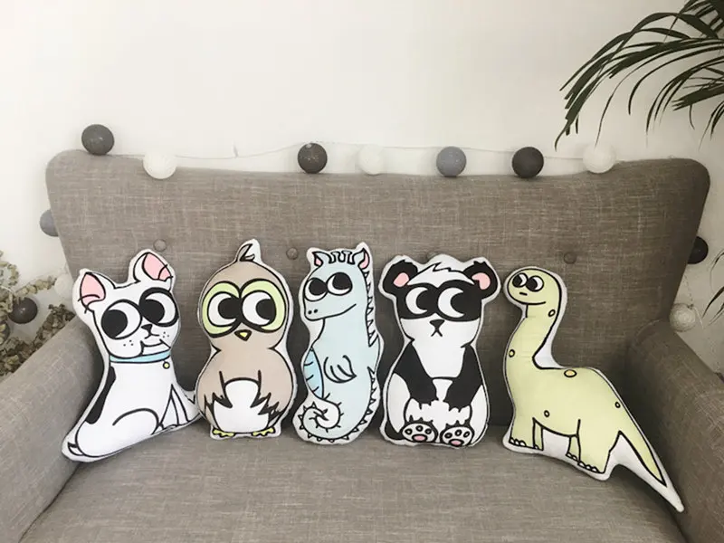 Animais de Pelúcia Recheado de Pelúcia Brinquedos as Crianças Bonito Populares Travesseiro Dinossauro Cão Coruja Hipocampos Panda Almofada Presentes 1 pc Ins 12 Cheap Almofadas de pelúcia