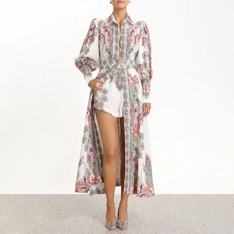 

2019 Summer Elegant Cotton Linen Bohomina Women Long Dress Puff Sleeve Floral Print Beach Party Dress High Quality Clothes