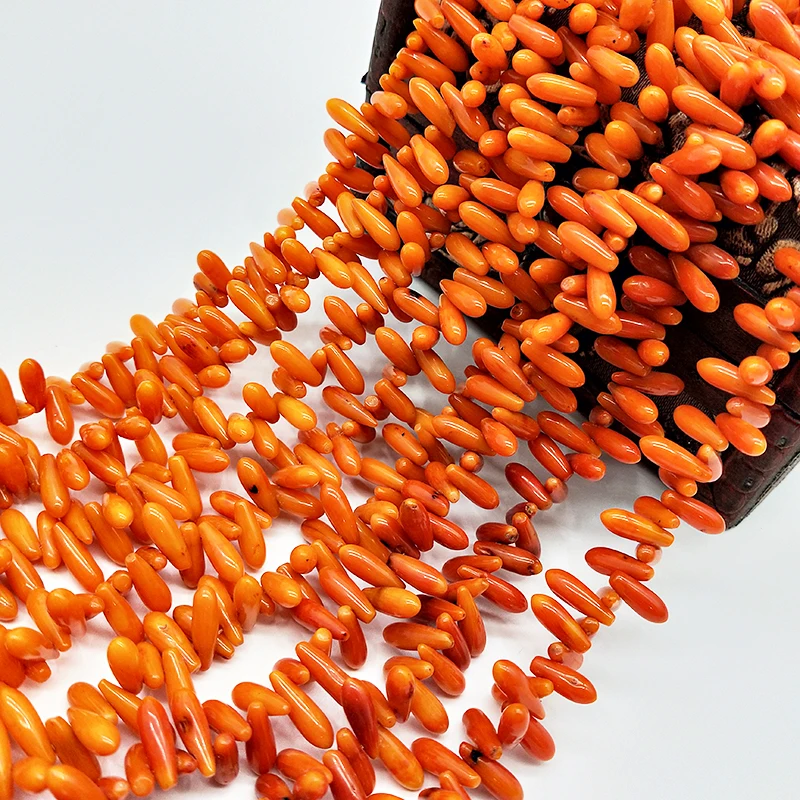 Shuangsheng 4*12mm Drop Orange Coral Beads Scattered beads For DIY Jewelry Necklace&ampbracelet Making 40cm | Украшения и