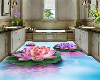 

beibehang wallpaper for walls 3 d Fashion creative water lotus 3d flooring decorative painting for indoor aesthetic wallpaper