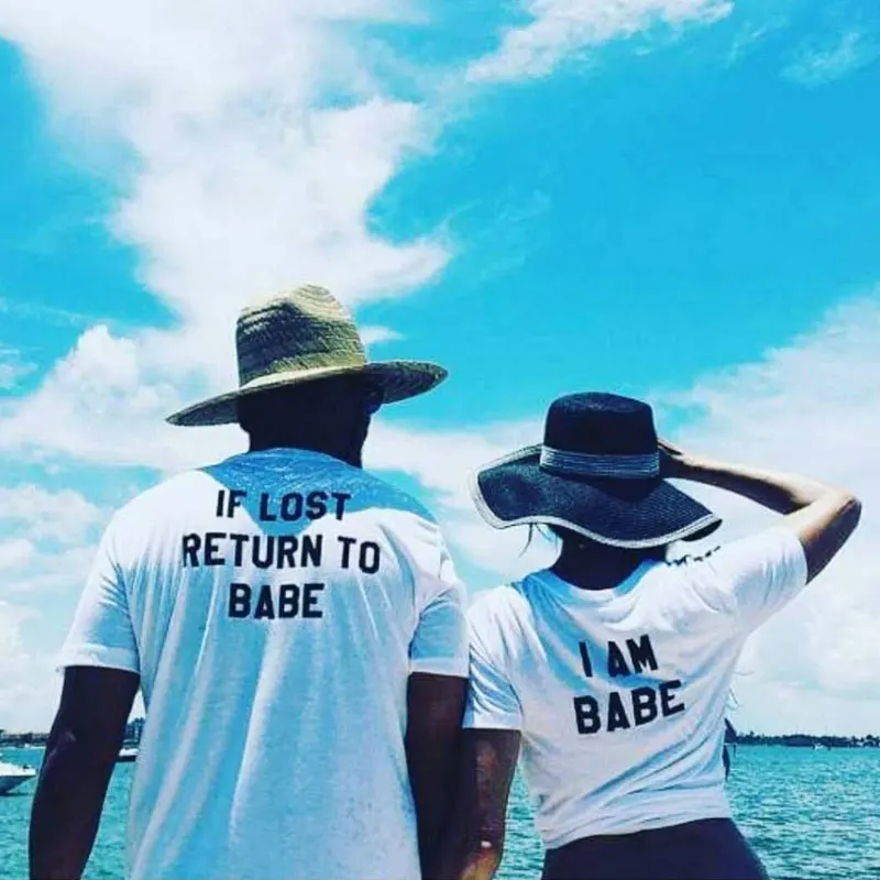Футболка с надписью If Lost Return To Babe летняя футболка I Am babe для мужчин и женщин 2018|couple