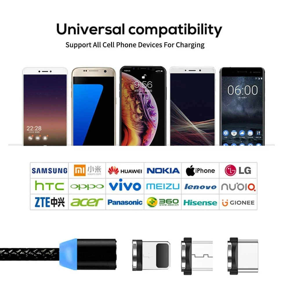 3 в 1 Магнитный Micro USB кабель для iPhone samsung type-c зарядный Магнитный зарядный адаптер usb type C кабели для мобильных телефонов