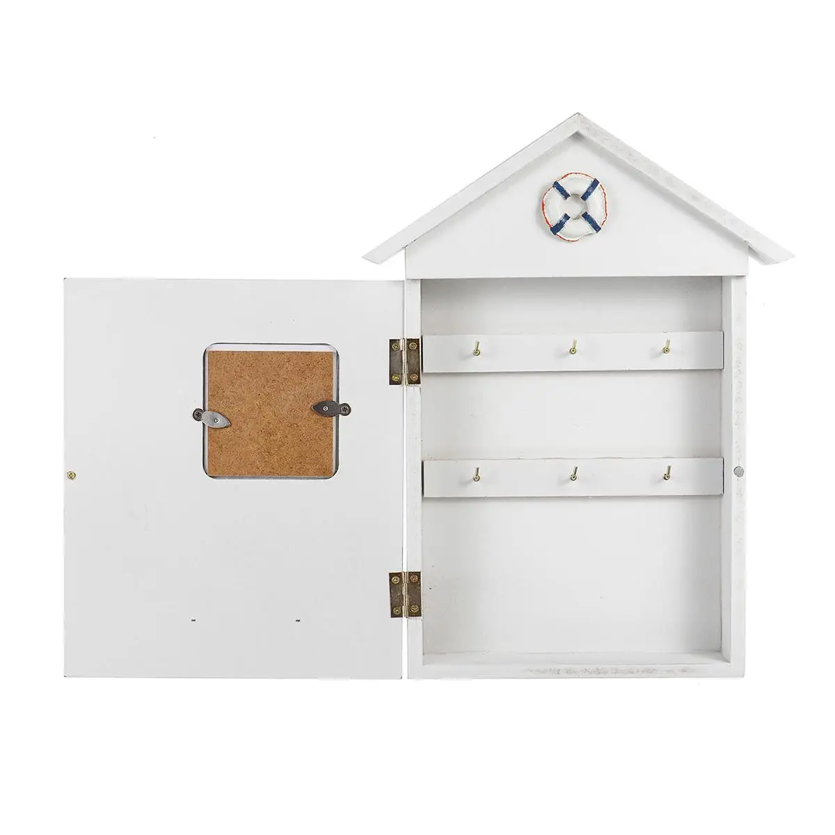Деревянный Средиземноморский стиль в форме домика ящик для ключей Домашний Органайзер настенный 18x5x30 см для хранения и организации дома