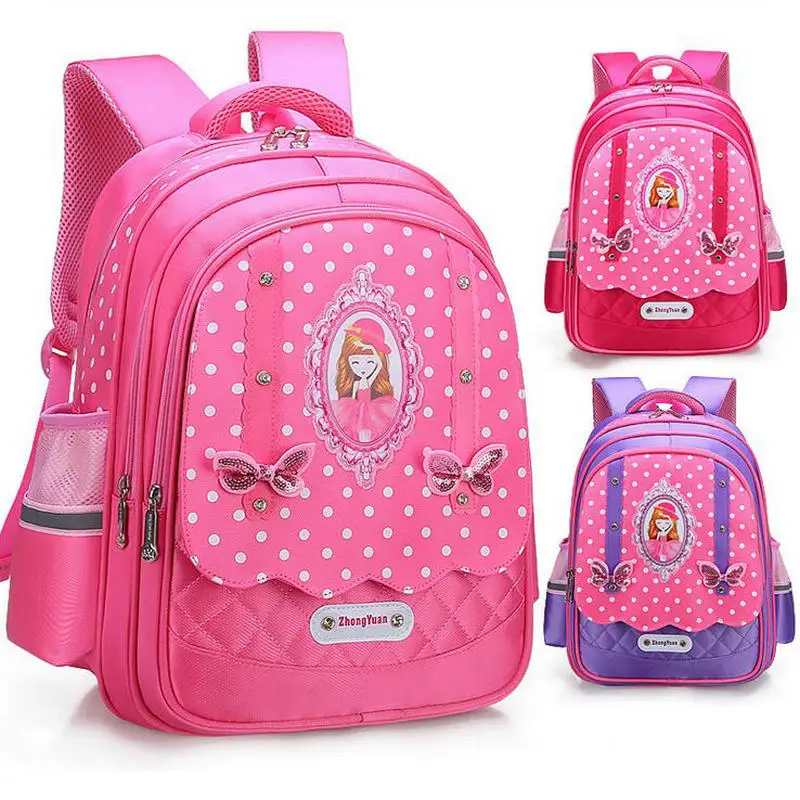 

2018 Hot Sale Pupils schoolbag girl 3-6 grade princess school bags 6-12 year old for girl children waterproof backpack kids bags