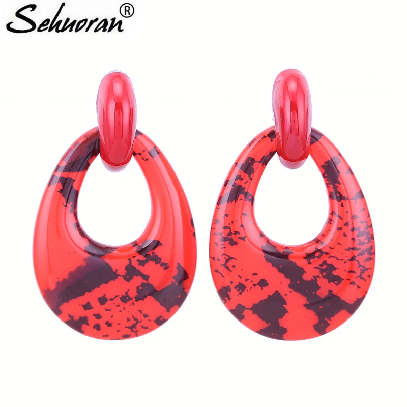 Sehuoran модные серьги в форме капли воды для женщин Тигр Reson Подвески Красный матч